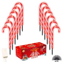 12Pcs Christmas Candy Cane Pathway Marker Lights,Led Yard Lawn Pathway Markers With 8 Lighting Modes,Candy Cane Pathway Markers Christmas Indoor/Outdoor Decoration Lights Ul588 Certified