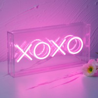 Xoxo Sign Neon Signs Usb Led Sign Desk Lightbox Pink Neon Bar Sign 3D Wall Neon Light Up Sign For Party Wall Dcor Party Light Accessories (Pink-Xoxo)