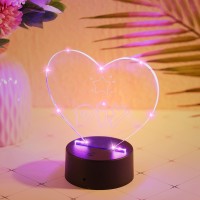 4 Pieces 3D Night Light Led Lamp Base With 4 Pieces Clear Acrylic Sheets 4 Pieces Remote Controls And 4 Pieces Charging Cables Adjustable 16 Colors 4 Modes For Child Room Bar (Heart Style)