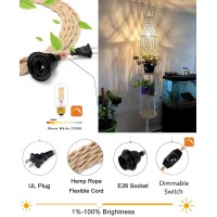 Qiyizm Boho Plug In Pendant Light Hanging Light With Plug In Cord,Dimmable Switch,Hanging Lamp Macrame Lamp Shade And Hanging Plant Holder Shelf Indoor For Bohemian Decor Bedroom Corner Living Room