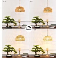 Plug In Pendant Light Rattan Hanging Lights With Plug In Cord Wicker Hanging Lamp With Woven Bamboo Basket Lamp Shade,Dimmable Switch,Boho Plug In Ceiling Light Fixtures For Kitchen,Farmhouse,Bedroom