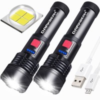 Darkbeam Usb Rechargeable Led Flashlight 2 Pack T002 Super Bright Xhp50 3000 Lumen Flash Light Lights Tactical Handheld Zoomab