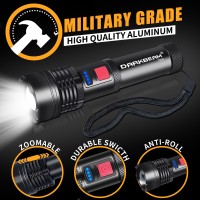 Darkbeam Usb Rechargeable Led Flashlight 2 Pack T002 Super Bright Xhp50 3000 Lumen Flash Light Lights Tactical Handheld Zoomab