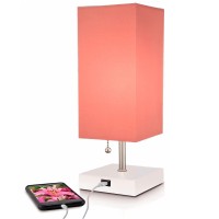 Missionmax Modern Coral Small Table Lamp W Usb Quick Charging Port, Great For Led Bedside, Desk, Bedroom, And Nightstand Lamps Or Other Table Lights