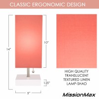 Missionmax Modern Coral Small Table Lamp W Usb Quick Charging Port, Great For Led Bedside, Desk, Bedroom, And Nightstand Lamps Or Other Table Lights