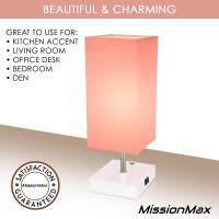 Missionmax Modern Coral Small Table Lamp W Usb Quick Charging Port, Great For Led Bedside, Desk, Bedroom, And Nightstand Lamps Or Other Table Lights