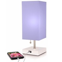 Missionmax Modern Lilac Small Table Lamp W Usb Quick Charging Port, Great For Led Bedside, Desk, Bedroom, And Nightstand Lamps Or Other Table Lights