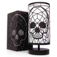 Gavia Black Skull Lamp - 3-Way Dimmable Touch Control - Gothic Decor - Goth Room Decor - Skeleton Lamp - Home Decor - Goth Lamp For Bedroom Decor - Goth Decor - Skull Light