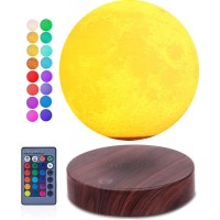 Vgazer Levitating Moon Lamp,Floating And Spinning In Air Freely With 3D Printing Moon Lamp Has 16 Colors Modes With Remote For Unique Gifts,Christmas,Room Decor,Night Light,Office Desk (16 Colors)