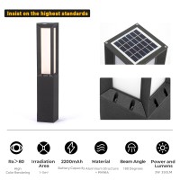 Linkmoon Solar Landscape Path Light, Stainless Steel 3W 350Lm Luxury Led Lighting, 32 Inches Modern Outdoor Bollard Lighting For Lawn, Patio, Courtyard And Driveway Decoration