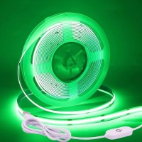 Xunata Cob Led Strip Lights, 2M/6.6Ft Non-Waterproof Flexible Cob Led Rope Lights Dc 5V 320 Leds/M Green Bendable Tape Light With Usb Touch Dimming For Tv Backlight, Living Room Lighting Decoration