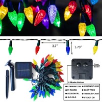 Yikizy Solar Christmas Lights Outdoor C6 Strawberry String Lights, 50 Led Multicolor Outdoor Solar Powered Rechargeable Garden Lights For Xmas Tree, Holiday, Party Courtyard Decor