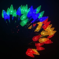 Yikizy Solar Christmas Lights Outdoor C6 Strawberry String Lights, 50 Led Multicolor Outdoor Solar Powered Rechargeable Garden Lights For Xmas Tree, Holiday, Party Courtyard Decor