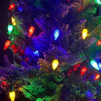 Yikizy Solar Christmas Lights Outdoor C6 Strawberry String Lights, 50 Led Multicolor Outdoor Solar Powered Rechargeable Garden Lights For Xmas Tree, Holiday, Party Courtyard Decor