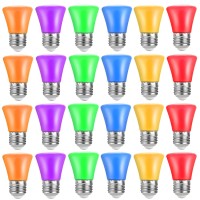 Kqhben Pack-25 2W Led S14 Colored Led String Light Bulbs For Halloween Christmas Party Bar Decor