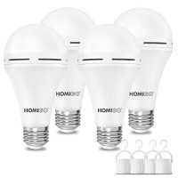 Homigo Emergency Rechargeable Light Bulb, 15W 120W Equivalent Led Bulbs, 6000K Emergency Light For Power Outage, 1200Mah Rechargeable Led Bulb E26 For Home Power Failure, Tent, Hurricane, 4-Pack