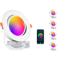 Cloudy Bay 4 Pack 6 Inch Gimbal Smart Wifi Led Recessed Lights Rgbcw Color Changing Compatible With Alexa And Google Home Assi