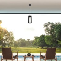 Globe Electric 44773 1-Light Outdoor Pendant, Matte Black, Clear Glass Shade, E26 Base Socket, Kitchen Island, Caf