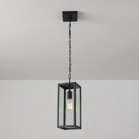 Globe Electric 44773 1-Light Outdoor Pendant, Matte Black, Clear Glass Shade, E26 Base Socket, Kitchen Island, Caf