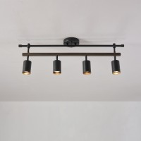 Globe Electric 60023 Nashville 4Light Track Lighting Matte Black Faux Wood Accent Bar Bulb Not Included