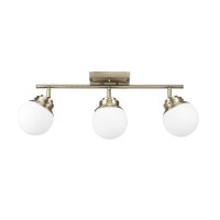 Globe Electric 59767 Mabel 3-Light Track Lighting, Antique Brass, Frosted Glass Shades, Bulbs Included, Gold