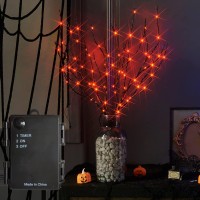 Fudios Lighted Halloween Branches 18In 70 Orange Willow Led With Timer Battery Operated,Black Twig Branches With Lights For Halloween Party Decoration Indoor Outdoor