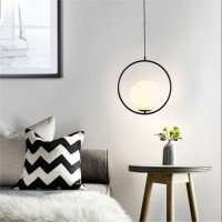 Fulesi Vintage Pendant Light 1-Light Black Glass Globe Ceiling Pendant Lamp Chandelier Oval Shape Hanging Pendant Light Fixtures For Bedroom Living Dining Room Kitchen (Round(25Cm))