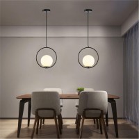 Fulesi Vintage Pendant Light 1-Light Black Glass Globe Ceiling Pendant Lamp Chandelier Oval Shape Hanging Pendant Light Fixtures For Bedroom Living Dining Room Kitchen (Round(25Cm))