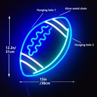 Ajoyferris Blue Neon Signs Football Shape Neon Signs For Wall Decor Neon Lights Neon Lights Signs Neon Led Sign Light Up Sign Ne