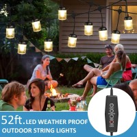 Led Outdoor String Lights 52.5Ft,Patio Lights With 16 Dimmable Hanging Bulbs,Commercial Grade Weatherproof Shatterproof Outside Lights For Garden,Backyard,Party Festoon Light,Market Lightswarm White