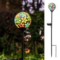 Vcuteka Solar Garden Lights - Mosaic Solar Lights Outdoor Decor Pathway Light Waterpoof Led Stake Light For Landscape Lawn Patio Yard Decoration (Multicolor) 1 Pack