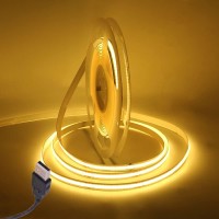 Xunata Flexible Cob Led Strip Lights, 3M/9.9Ft Bendable Cob Led Rope Lights Dc 5V 320 Leds/M Warm White 3000K Non-Waterproof Usb Tape Lights For Tv Backligt, Living Room, Cabinet Lighting Decoration