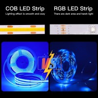 Xunata Flexible Cob Led Strip Lights, 0.5M/1.6Ft Bendable Cob Without Dot Led Rope Lights Dc 5V 320 Leds/M Blue Non-Waterproof Usb Tape Lights For Home, Stage, Kitchen, Cabinet Lighting Decoration