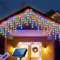 Janchs 304 Led Solar Christmas Lights Multicolored Outdoor Icicle Lights 8 Modes Waterproof Solar Powered String Lights For Xm