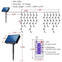 Janchs 304 Led Solar Christmas Lights Multicolored Outdoor Icicle Lights 8 Modes Waterproof Solar Powered String Lights For Xm