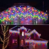 Janchs 304 Led Solar Christmas Lights Multicolored Outdoor Icicle Lights 8 Modes Waterproof Solar Powered String Lights For Xm