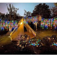 Janchs 304 Led Solar Christmas Lights Multicolored Outdoor Icicle Lights 8 Modes Waterproof Solar Powered String Lights For Xm