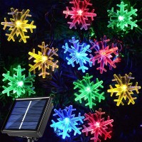 Janchs 55Ft 100 Led Solar Snowflake Lights For Outdoor Christmas Decorations, Multicolored 8 Modes Waterproof Solar Powered String Lights For Xmas Tree, House Entrance, Wreath, Garland, Window Decor