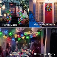 Janchs 55Ft 100 Led Solar Snowflake Lights For Outdoor Christmas Decorations, Multicolored 8 Modes Waterproof Solar Powered String Lights For Xmas Tree, House Entrance, Wreath, Garland, Window Decor