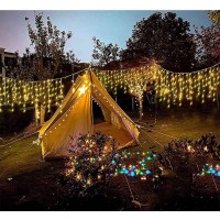 Janchs 304 Led Solar Christmas Icicle Lights Outdoor Decorations 8 Modes Waterproof Icicle Fairy Lights For Outside Holiday Pa