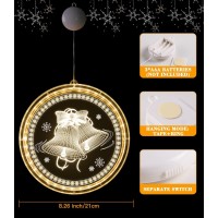 Auzrui Christmas Window Lights Decorations Large-Battery Operated Led Christmas Light For Windows Outdoor Indoor Decorations Hanging 3D Lights For Wall Pathway Patio Bedroom Decor Warm White(Bell)