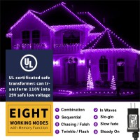 Xtf2015 105Ft 300 Led Christmas String Lights, End-To-End Plug 8 Modes Christmas Lights - Ul Certified - Outdoor Indoor Fairy Lights Christmas Tree, Patio, Garden, Party, Wedding, Holiday (Purple)