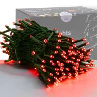 Home Lighting 66Ft Christmas Decorative Mini Lights, 200 Led Green Wire Fairy Starry String Lights Plug In, 8 Lighting Modes, Waterproof For Indoor Outdoor Xmas Tree Wedding Party Decoration (Red)