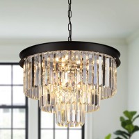 A Axilixi Black Crystal Chandeliers Modern Round Chandeliers 20 Dimmable 9 Lights Ceiling Pendant Light Fixtures 3 Tiers Luxur