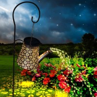 Venforze Summer Solar Watering Can With Lights, Waterproof Large Retro Metal Solar Lights, Hanging Waterfall Lights For Table Patio Yard Pathway Walkway Decorations For Outside, Mother Gift