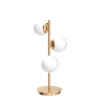 Fulesi Mid Century Globe Table Lamp Modern 3 Lights Gold Desk Lamp Contemporary White Glass Globe Reading Lamp For Bedroom Living Room Study Room (White)