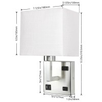 Avv Bedroom Sconces Set Of 2 Wall Mounted Bedside Lamps With Usb Port Ac Outlet And 3 Color Selectable 2700K4000K5000K Wall