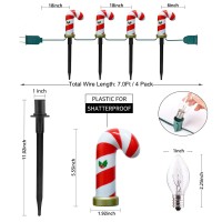 Christmas Candy Cane Pathway Lights Outdoor 2 Sets 7Ft Christmas Outdoor Decoration String Lights With 8 Candy Cane Markers Sta