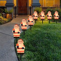 Goothy 2 Sets Snowman Christmas Pathway Stakes Lights 7Ft C7 Outdoor String Lights With 8 Snowman Driveway Marker Lights Conne