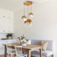 Kco Lighting Gold Cluster Pendant Light 3 Light Cluster Pendant Lighting Large Glass Pendant Lights Kitchen Island Bubble Globe